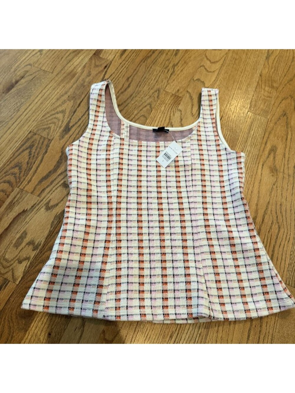 Loft Womens Sleeveless Small Tank Shirt New Orange Plaid